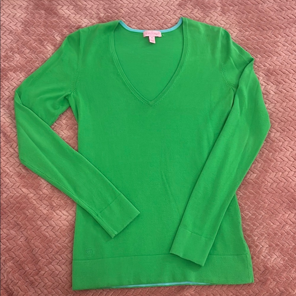 Lilly Pulitzer Green Vibrant color and Blue light V-neck Sweater Women’s
